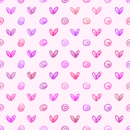 Abstract vector background Seamless hand drawn heart and polka dotのイラスト素材
