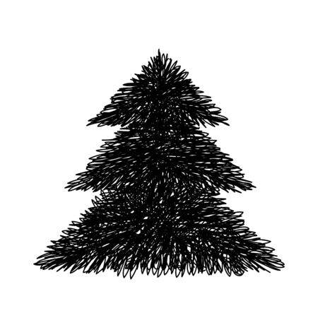 Scribble fir tree, Hand drawn design elementのイラスト素材