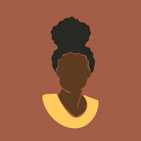 Abstract african woman portrait with hair in bun hairstyle. Afro black skin girl. Vector illustrationのイラスト素材