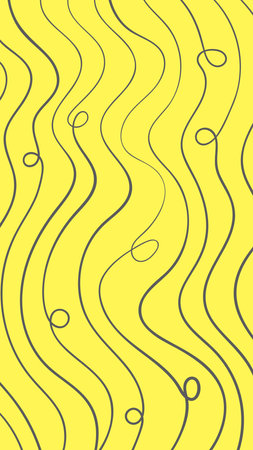 Wavy hand painted gray lines on yellow background, Ultimate Gray and Illuminating Yellow, Vector abstract vertical patternのイラスト素材