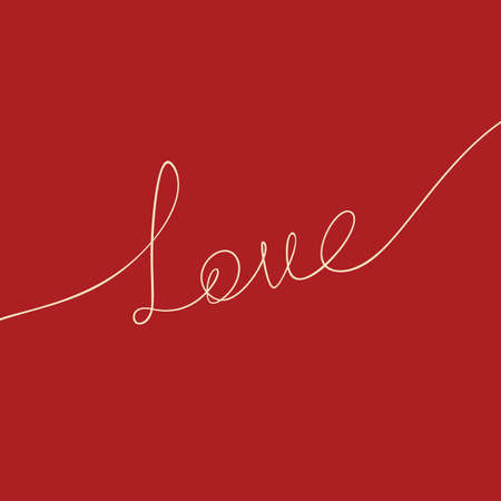 Word Love Continuous one line drawing, Calligraphy lettering free handwriting love concept, creamy...