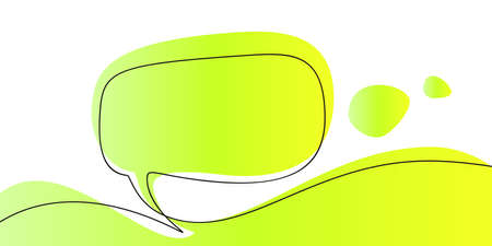 Continuous one line drawing of speech bubble on bright fresh green gradient abstract shape, Vector...