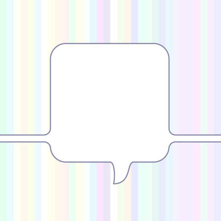 Square speech bubble made of one continuous line on tender multicolored striped background, Vector illustrationのイラスト素材