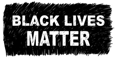 Black Lives Matter banner black scribbles on white background. Vector sketch, Hand drawn illustrationのイラスト素材