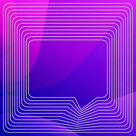 Speech bubble dynamic white line on abstract fluid colors gradient background, Trendy geometric frame minimalist style template for designのイラスト素材