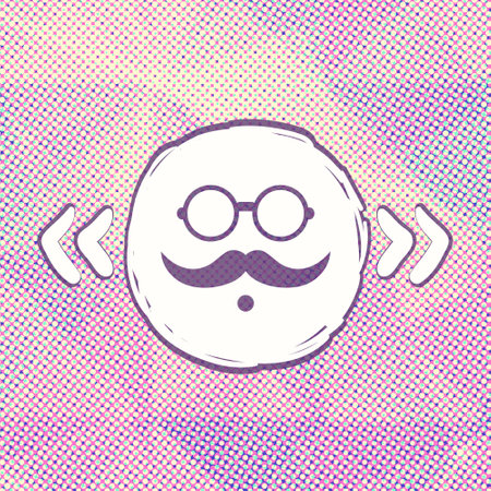 Hipster mustache on vintage polygonal background made of halftone dots overlayのイラスト素材