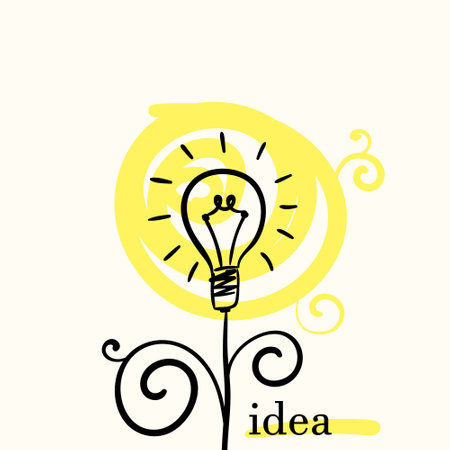 Creative light bulb concept of idea, Hand drawn illustration Vector sketchのイラスト素材