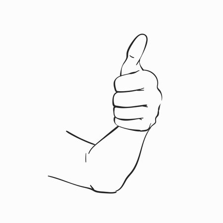 Sketch of thumb up, Hand drawn vector illustration in line art styleのイラスト素材