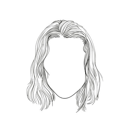 Vector sketch of woman's head with no face, Hand drawn illustration isolatedのイラスト素材