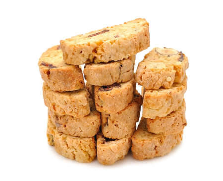 Biscotti cookies isolated on white backgroundの写真素材