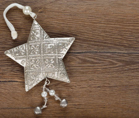 Christmas decorations on a brown backgroundの写真素材