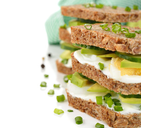 Dietetic sandwich on a white backgroundの写真素材