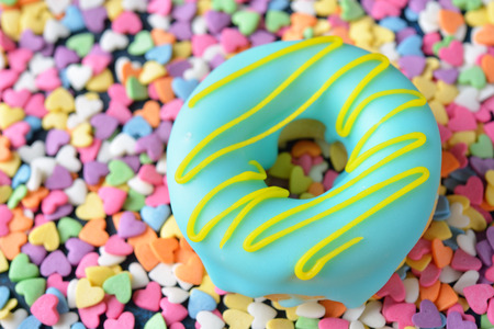 Sweet donuts decorated with icingの写真素材