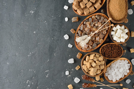 Different types of sugar on a gray backgroundの写真素材