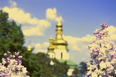 Spring in the Kiev-Pechersk Lavra, Kiev (Kyiv), Ukraineの写真素材
