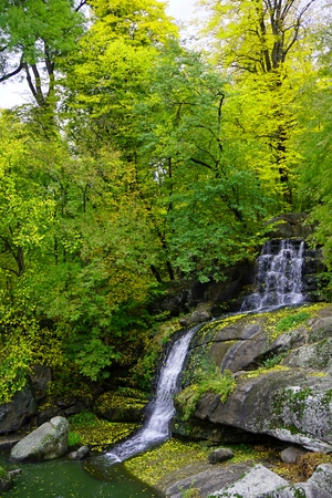 Uman, Sofiyivka, Cherkasy region, Ukraine.  Famous tourist place. Ukrainian landscape. National park, spring green leaves on treesの写真素材