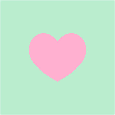 Pink heart Icon on mint background, vector illustration. Flat design styleのイラスト素材