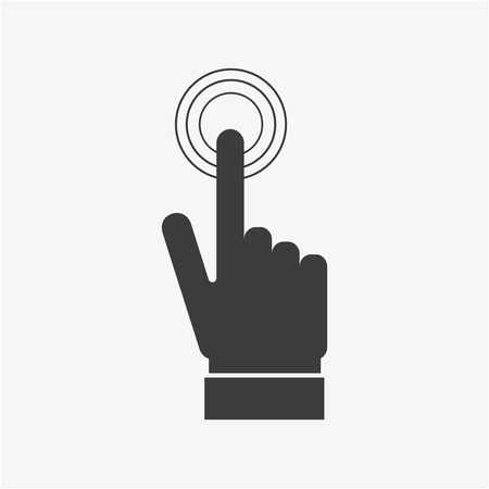Icon pressing button. Hand pressing button. Pressing finger on button. Push button concept.のイラスト素材