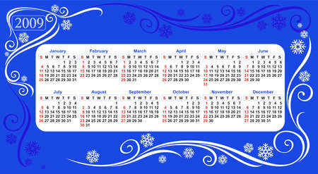 Calendar of 2009 for a dark blue background with decorative elementsのイラスト素材