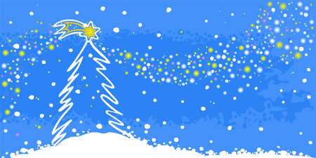 Christmas tree on a blue backgroundのイラスト素材
