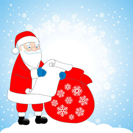 Santa Claus with a bag of giftsのイラスト素材