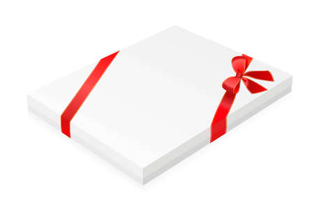 White box tied up by a red bowのイラスト素材