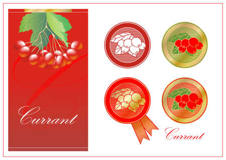 Set from four stickers and a labelのイラスト素材