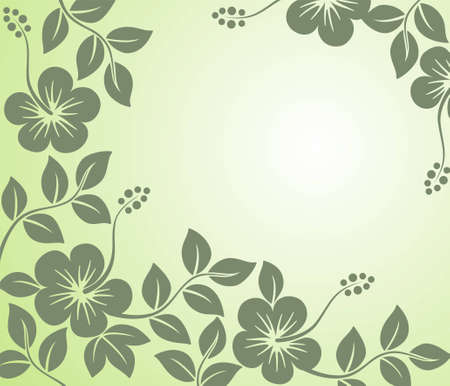 dark green flowers on a light green backgroundのイラスト素材