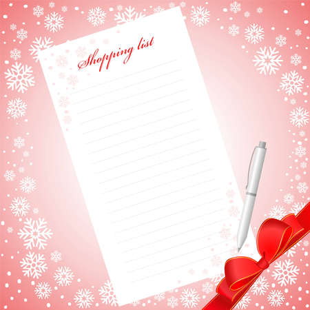 Shopping list on a background with snowflakesのイラスト素材