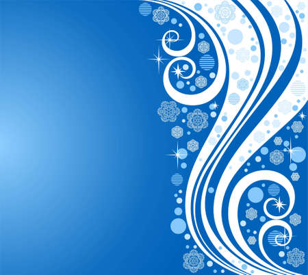 White patterns with snowflakes on a blue backgroundのイラスト素材