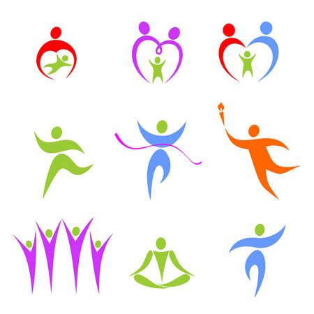 Set of the stylized figures on a theme sports and a familyのイラスト素材