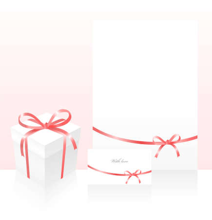 white subjects with pink bowのイラスト素材