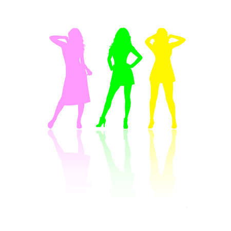 Female figures in different colorsのイラスト素材
