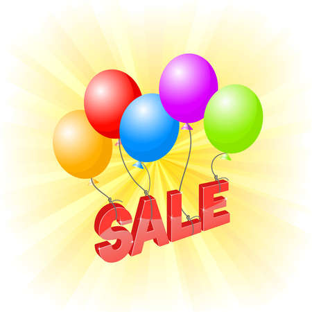 inscription sale flies on balloonsのイラスト素材