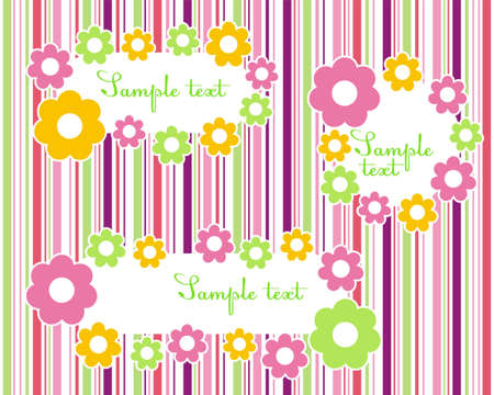 Floral frames on a striped color backgroundのイラスト素材