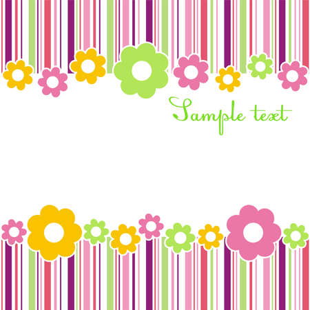 Horizontal flower composition with strips of different colorsのイラスト素材