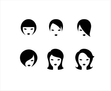 Collection of six hairstyles on a white backgroundのイラスト素材