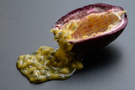 Passion fruit on dark background