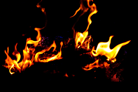 Fire flames on dark background