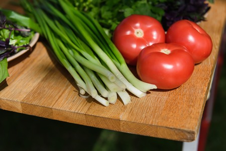 Healthy food fresh vegetables on wooden table.の写真素材