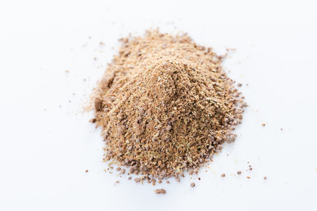 Diademe noir. Close-up of Galician crown Coffee spices blend on white background. View from above.