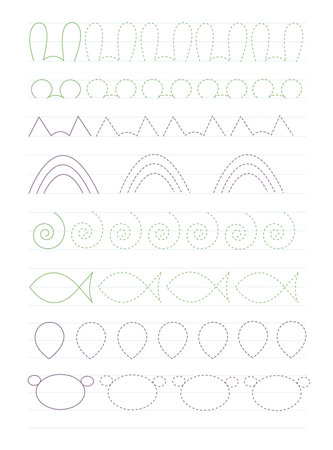 Worksheet with prescriptions. Activities for preschoolers and kindergarteners. A4 paper is ready to print.のイラスト素材