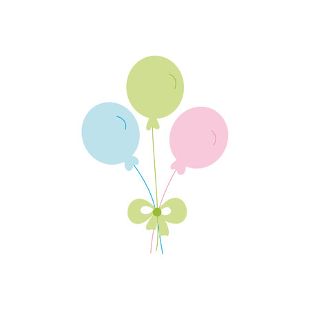 Bunch of balloons in cartoon style, flat style, isolated on white background. vector setのイラスト素材