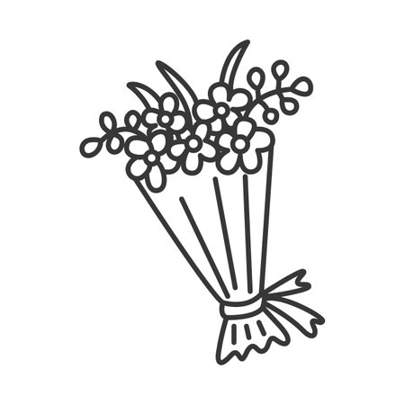 Hand drawn illustration of a bouquet of flowers. Vector graphic drawingのイラスト素材