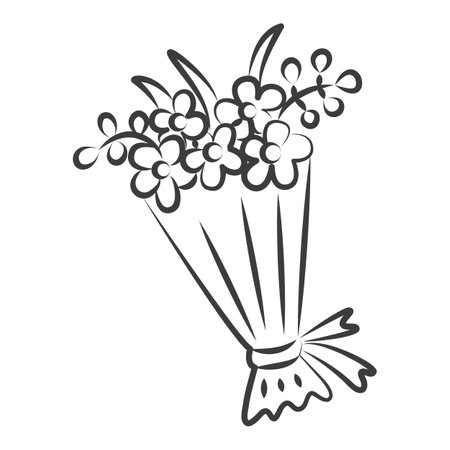 Hand drawn illustration of a bouquet of flowers. Vector graphic drawingのイラスト素材