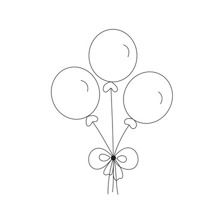 hot air balloons simple outline drawing for coloring book vector illustrationのイラスト素材