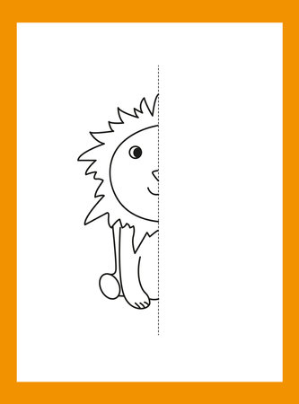 Coloring book for children. Draw a picture. Lion cub. Vectorのイラスト素材