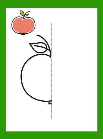 Draw a drawing. Apple, fruit. Vector image.のイラスト素材