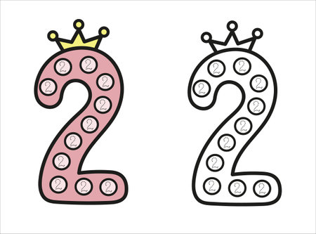 Two - coloring. Vector hand drawn illustration isolated on white backgroundのイラスト素材