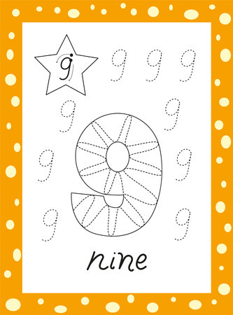 numbers coloring for children. Hand drawn Arabic numerals from one to nine. Hand drawn numbers from 0 to 9 in doodle style isolated on white background. Number. vector illustrationのイラスト素材
